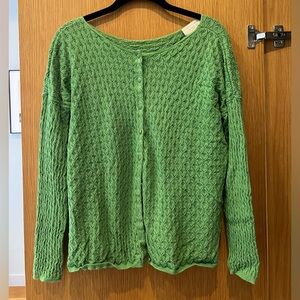 Vibrant green Sezane Adela cardigan